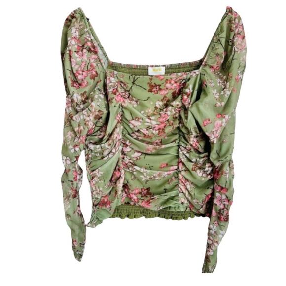 Maeve Anthropologie A+ Floral Tulle Ruched Top 1X - Picture 4 of 8